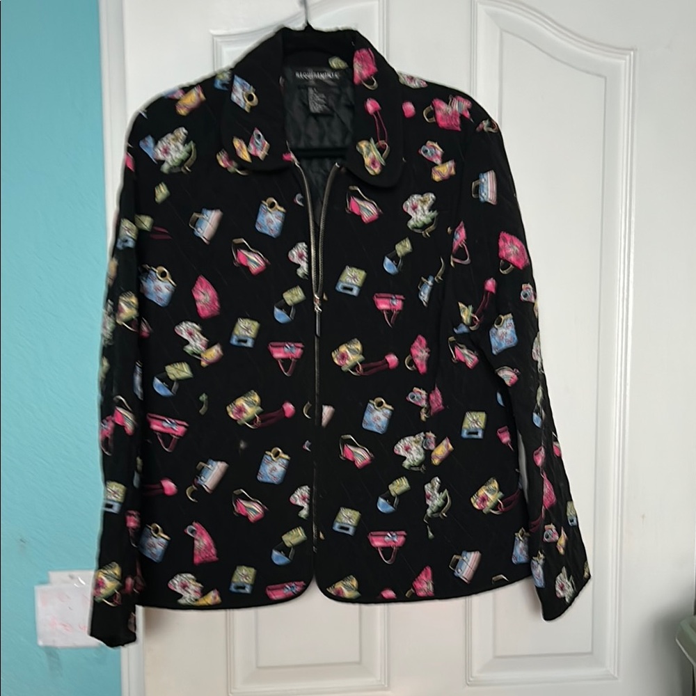 Women's Black Patterned with purses jacket super cute